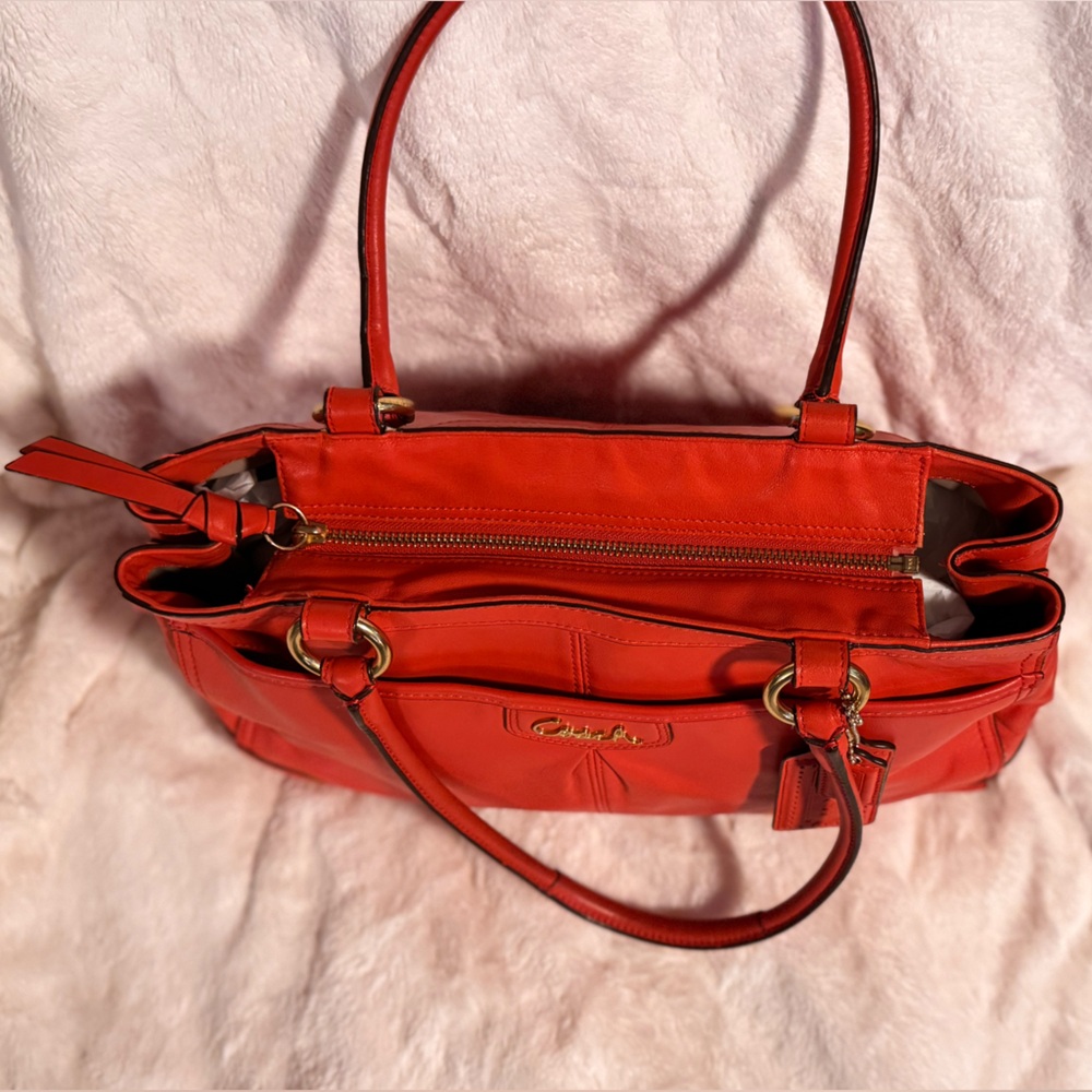 Coach Dark Orange Leather Tote Bag - Picture 4 of 7